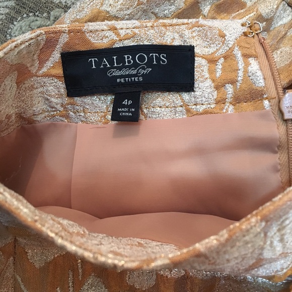TALBOTS PENCIL SKIRT GOLD BROCADE LEAVES PENCIL SKIRT - Picture 5 of 7